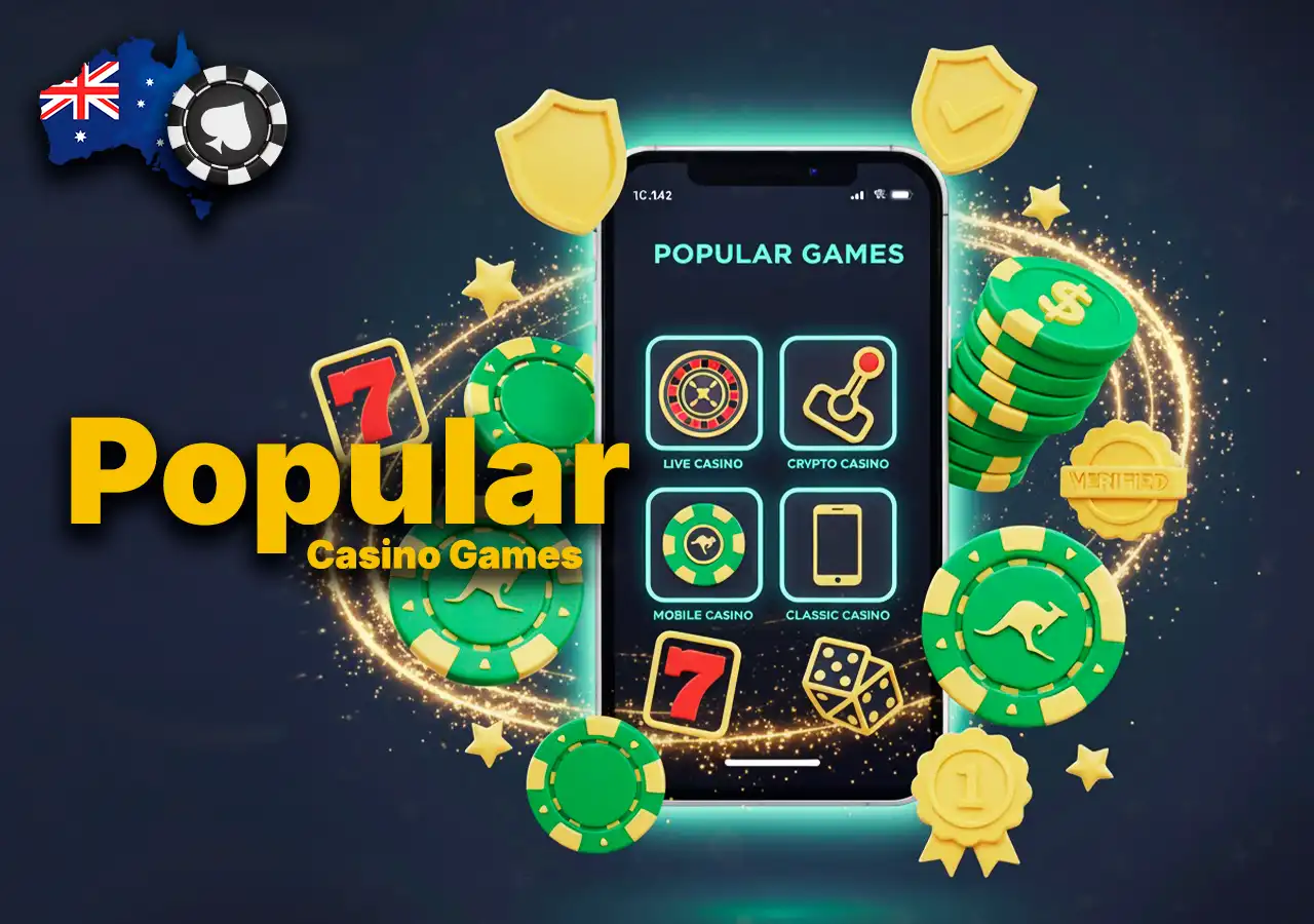Popular casino games and game types for Aussie players